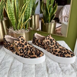 Steve Madden leopard print canvas sneakers, size 7